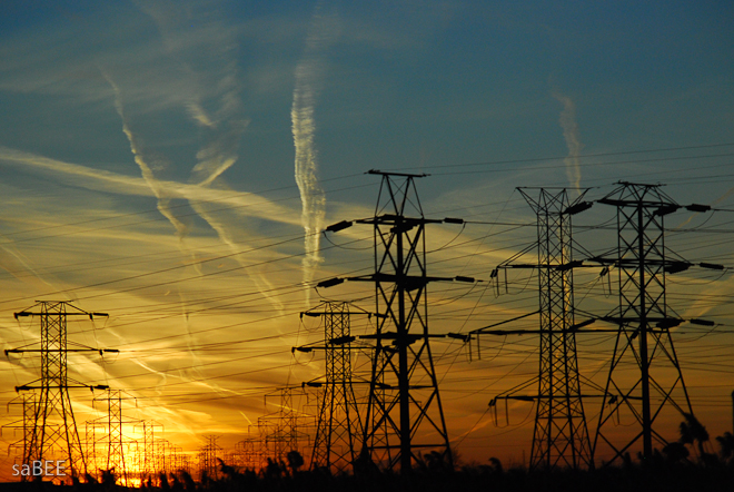 sunset and power lines